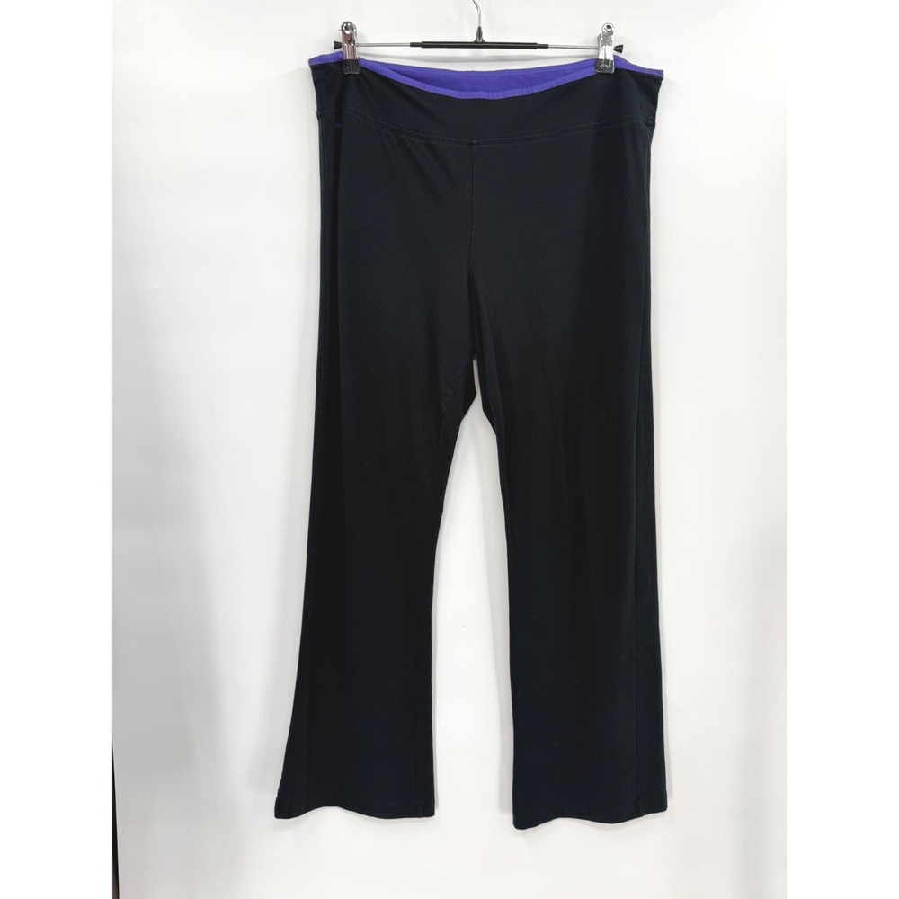 Lauren Ralph Lauren Large Yoga Pants Womens Black Purple Waist Athletic Stretch